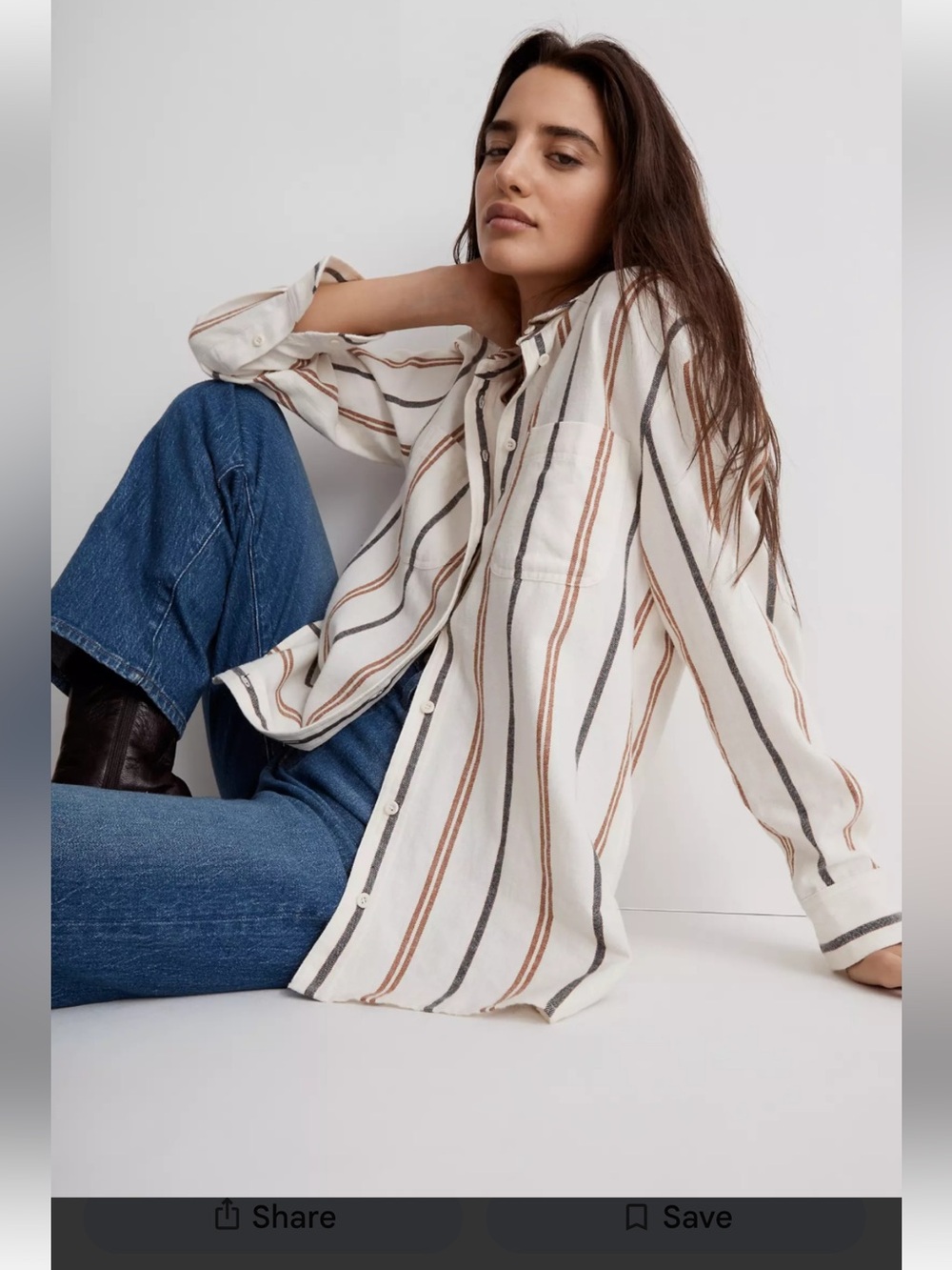 Madewell Oversized Striped Flannel Boyfriend Shirt size Large